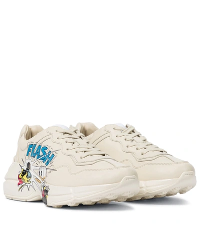 Shop Gucci X Disney® Rhyton Leather Sneakers In White
