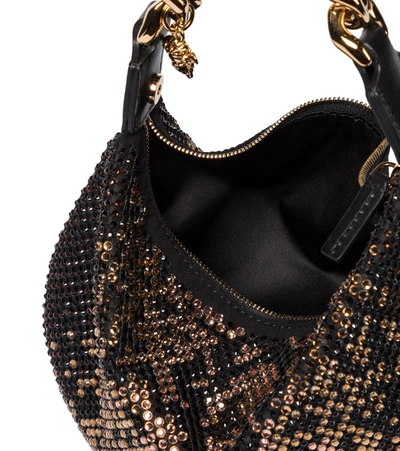 Shop Versace Embellished Shoulder Bag In Black