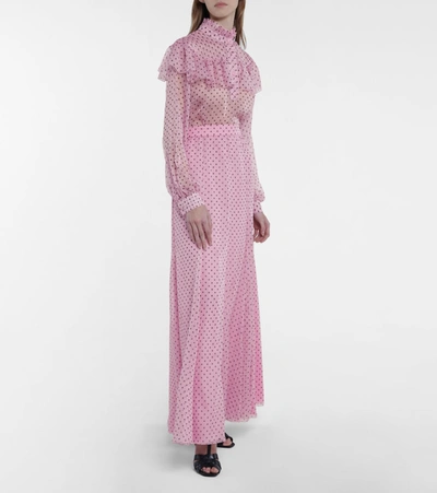 Shop Philosophy Di Lorenzo Serafini Polka-dot Chiffon Maxi Skirt In Pink