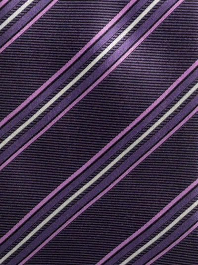 Shop Brioni Striped Silk Tie In Purple