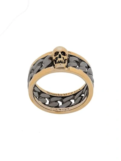 Shop Alexander Mcqueen Skull Engraved Ring In Silver