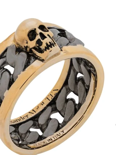 Shop Alexander Mcqueen Skull Engraved Ring In Silver