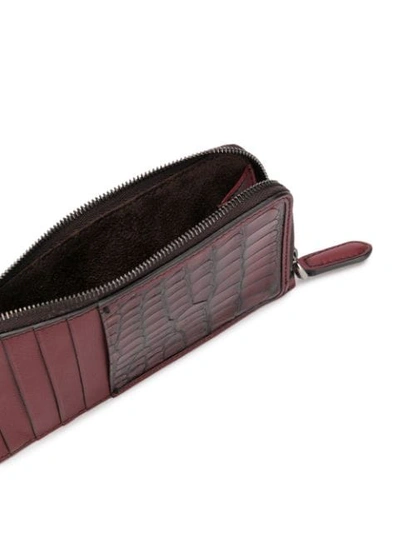 Shop Ermenegildo Zegna Crocodile-effect Cardholder In Red