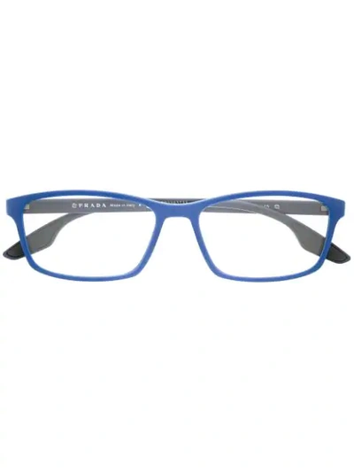 Shop Prada Angular Glasses In Blue