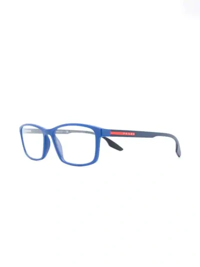 Shop Prada Angular Glasses In Blue