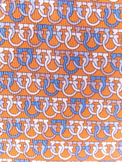 Shop Ferragamo Gancini-print Silk Tie In Orange