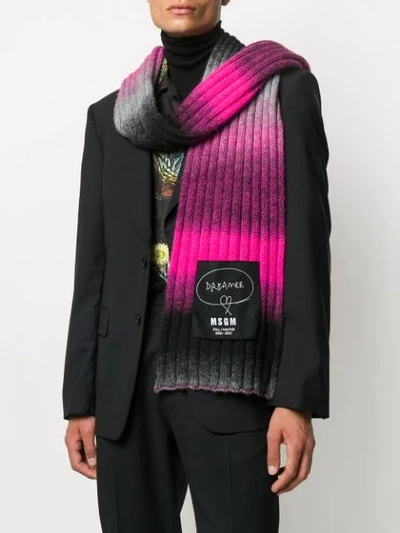 Shop Msgm Logo-patch Gradient Scarf In Pink