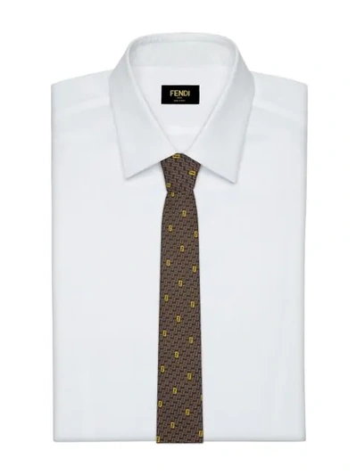 Shop Fendi Monogram Silk Tie In Brown