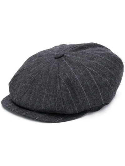 Shop Brunello Cucinelli Striped-print Paperboy Hat In Grey
