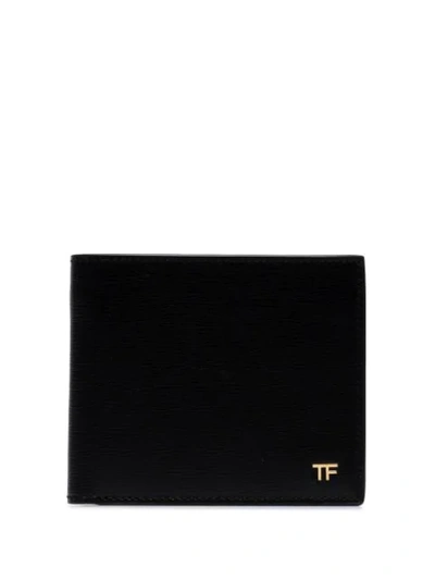 Shop Tom Ford Logo Plaque Leather Wallet In Black