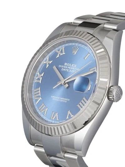 Shop Rolex 2020 Unworn Oyster Perpetual Datejust 41mm In Blue