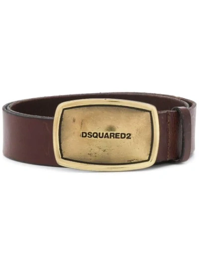 Shop Dsquared2 Logo Buckle Belt In Brown