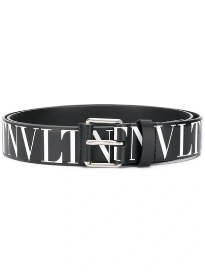 Shop Valentino Vltn-print Belt In Black
