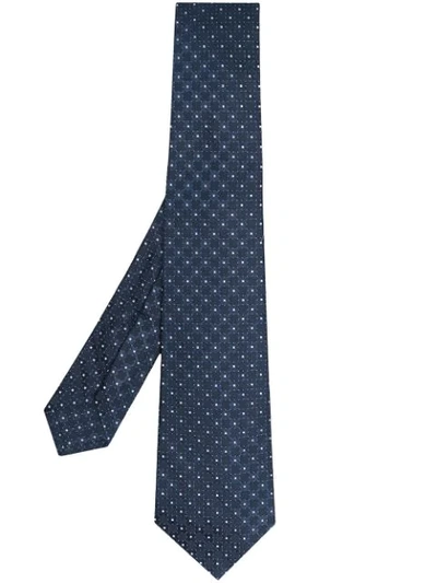 Shop Kiton Geometric-embroidery Silk Tie In Blue
