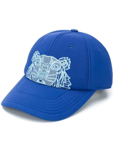 Shop Kenzo Tiger-print Baseball Cap In Blue