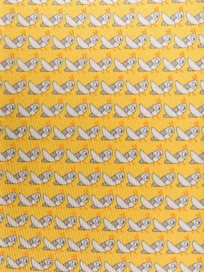 Shop Ferragamo Bird Print Silk Tie In Yellow