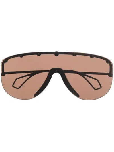 Shop Gucci Mask Oversized-frame Sunglasses In Black