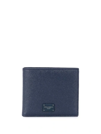 Shop Dolce & Gabbana Logo Plaque Bi-fold Wallet In Blue