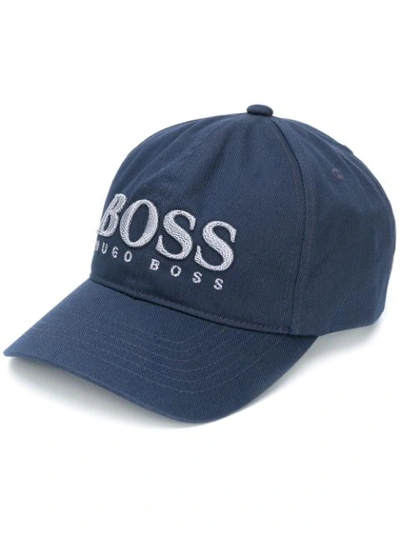 Shop Hugo Boss Embroidered Logo Baseball Cap In Blue