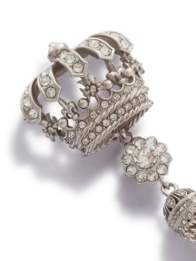 Shop Dolce & Gabbana Crown Tassel Brooch In Silver