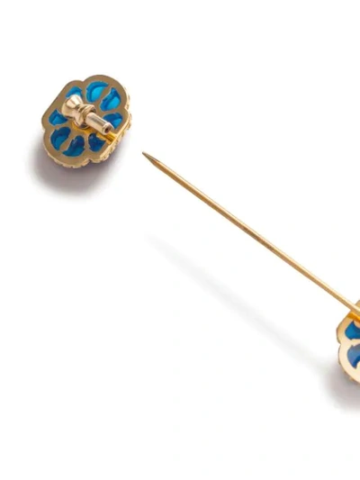 Shop Dolce & Gabbana Enamelled-flower Brooch In Blue