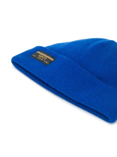 Shop Gucci Fold-over Beanie In Blue