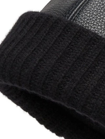Shop Fendi Knitted Brim Beanie In Black