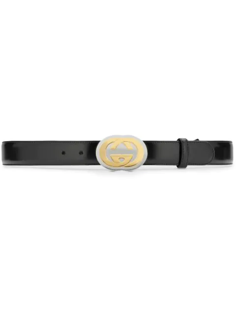 gucci leather belt with gg buckle