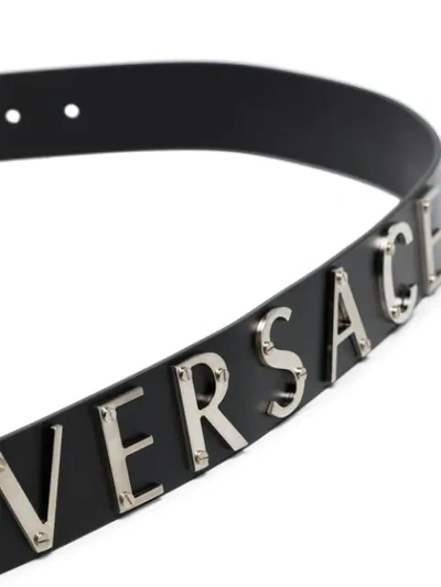 Shop Versace Logo-lettering Leather Belt In Black