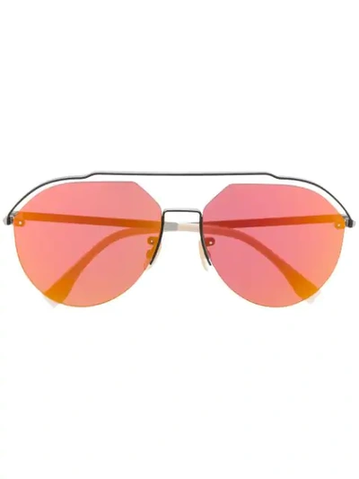 Shop Fendi Aviator Sunglasses In Silver