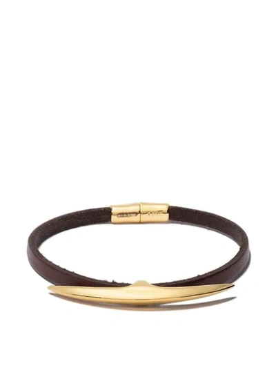 Shop Shaun Leane Arc Wrap Leather Bracelet In Yellow Gold Vermeil