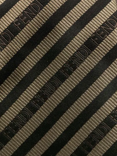 Shop Fendi Diagonal-stripe Silk Tie In Brown