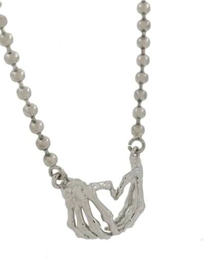 Shop Msgm Skeleton Hands Necklace In Silver