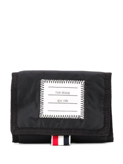 Shop Thom Browne Logo Patch Striped Detail Wallet In Black