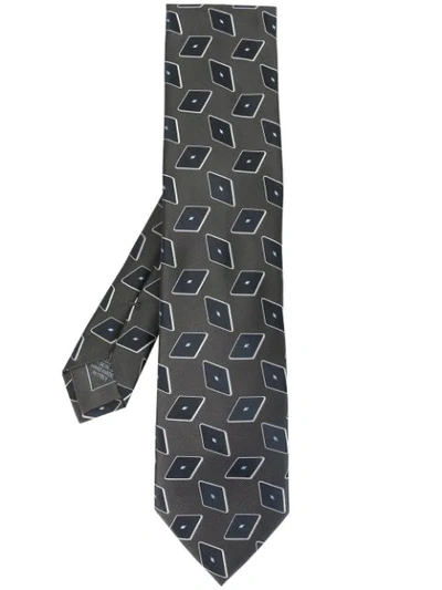 Shop Brioni Geometric Pattern Tie In Grey