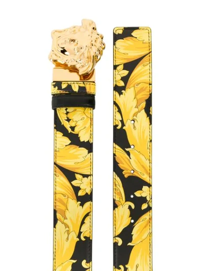 Shop Versace Medusa Buckle Baroque Belt In Yellow