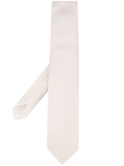 Shop Lardini Textured Silk Tie In White
