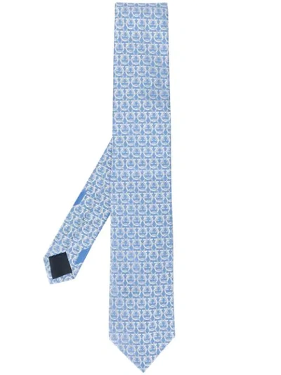 Shop Ferragamo Gancini-pattern Tie In Blue