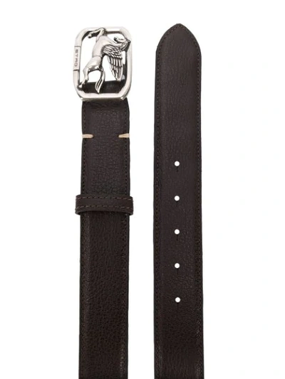 Shop Etro Logo Plaque Belt In Brown