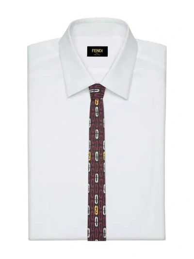 Shop Fendi Oval Pattern Skinny Tie In Black