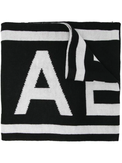 Shop Michael Kors Logo Knitted Scarf In Black