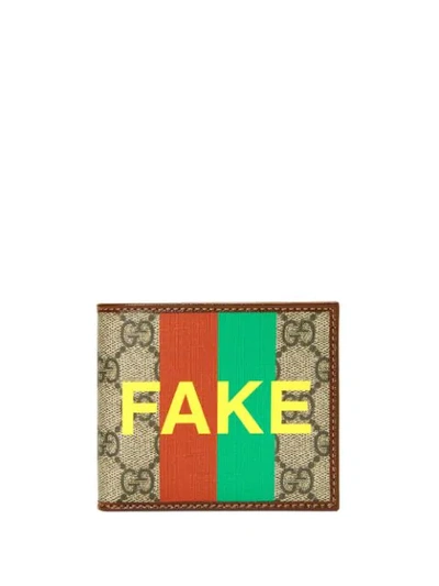 Shop Gucci Fake Not Wallet In Neutrals