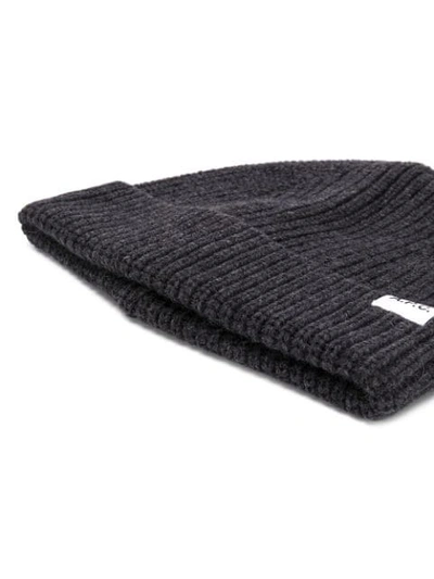 Shop Apc Logo Patch Beanie Hat In Grey