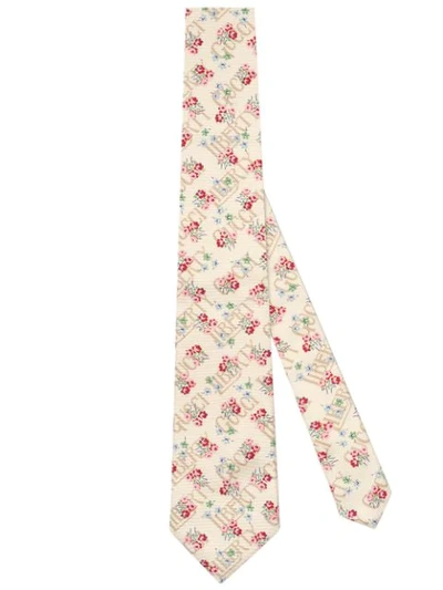 Shop Gucci X Liberty Floral-print Tie In Neutrals