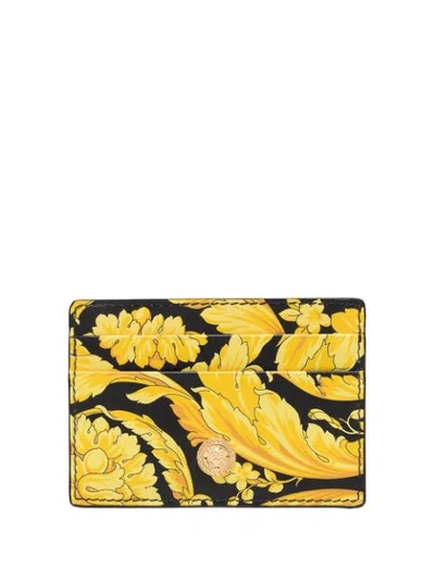 Shop Versace Baroque Pattern Cardholder In Yellow