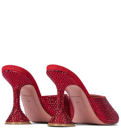 Shop Amina Muaddi Lupita Embellished Suede Sandals In Red