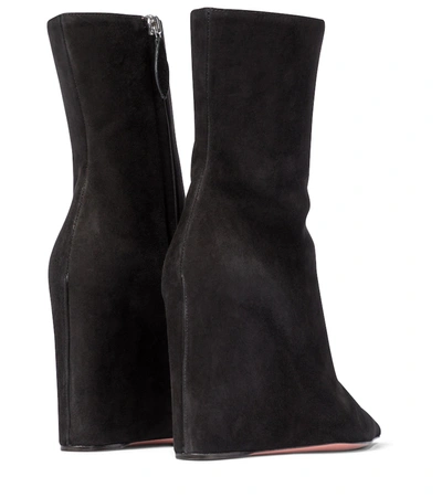 Shop Amina Muaddi Pernille Suede Ankle Boots In Black