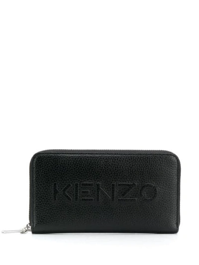 Shop Kenzo Embossed Logo Continental Wallet In Black