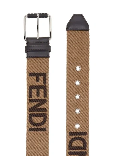 Shop Fendi Logo-print Belt In Brown