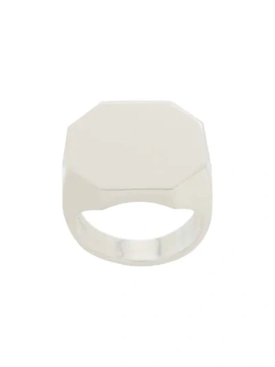 Shop Bottega Veneta Signet Style Geometric Ring In Silver